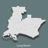 3d isometrisk Karta av lång strand är en stad av förenad stater vektor