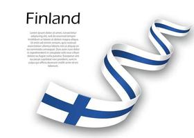 schwenkendes band oder banner mit finnischer flagge vektor
