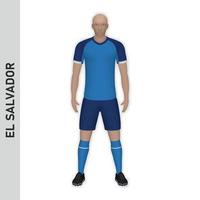 3d realistisk fotboll spelare mockup. el salvador fotboll team utrustning vektor