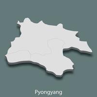 3d isometrisk Karta av pyongyang är en stad av korea vektor