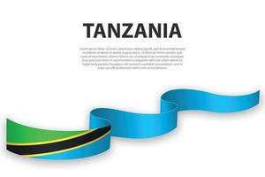 schwenkendes band oder banner mit flagge von tansania vektor