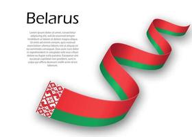 schwenkendes band oder banner mit flagge von weißrussland vektor