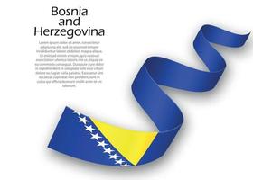 schwenkendes band oder banner mit flagge von bosnien und herzegowina vektor