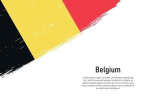 grunge styled borsta stroke bakgrund med flagga av belgien vektor