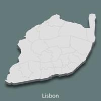3d isometrisk Karta av lissabon är en stad av portugal vektor