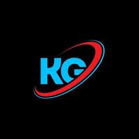 kg logotyp. kg design. blå och röd kg brev. kg brev logotyp design. första brev kg länkad cirkel versal monogram logotyp. vektor