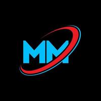 mm mm Buchstabe Logo-Design. Anfangsbuchstabe mm verbundener Kreis Monogramm-Logo in Großbuchstaben rot und blau. mm-Logo, mm-Design. mm, mm vektor