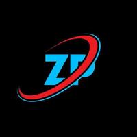 zp zp Buchstabe Logo-Design. Anfangsbuchstabe zp verknüpfter Kreis Monogramm-Logo in Großbuchstaben rot und blau. zp-Logo, zp-Design. zp, zp, vektor