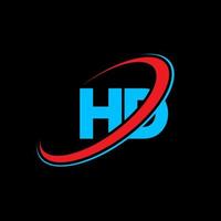HD-Logo. HD-Design. blauer und roter hd-buchstabe. HD-Brief-Logo-Design. Anfangsbuchstabe HD verknüpfter Kreis Monogramm-Logo in Großbuchstaben. vektor