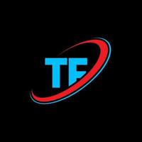 tf t f brev logotyp design. första brev tf länkad cirkel versal monogram logotyp röd och blå. tf logotyp, t f design. tf, t f vektor