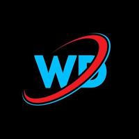 wd-Logo. WD-Design. blauer und roter wd-buchstabe. wd-Buchstaben-Logo-Design. Anfangsbuchstabe wd verknüpfter Kreis Monogramm-Logo in Großbuchstaben. vektor