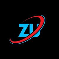 zu z u brev logotyp design. första brev zu länkad cirkel versal monogram logotyp röd och blå. zu logotyp, z u design. zu, z u vektor