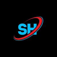 sh-Logo. sh-Design. blauer und roter sh-buchstabe. sh-Buchstaben-Logo-Design. Anfangsbuchstabe sh verknüpfter Kreis Monogramm-Logo in Großbuchstaben. vektor