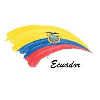 Aquarellmalerei Flagge von Ecuador. Pinselstrich-Illustration vektor