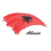 aquarellmalerei flagge von albanien. Pinselstrich-Illustration vektor