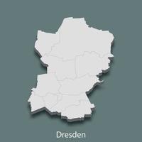 3d isometrisk Karta av dresden är en stad av Tyskland vektor