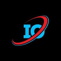 io-Logo. io-Design. blauer und roter io-buchstabe. io-Brief-Logo-Design. anfangsbuchstabe io verknüpfter kreis monogramm-logo in großbuchstaben. vektor