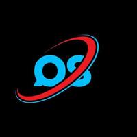qs q s brev logotyp design. första brev qs länkad cirkel versal monogram logotyp röd och blå. qs logotyp, q s design. qs, q s vektor
