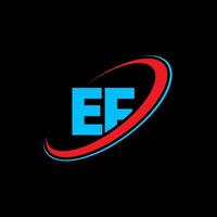 ef e f brev logotyp design. första brev ef länkad cirkel versal monogram logotyp röd och blå. ef logotyp, e f design. ef, e f vektor