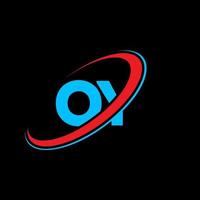 oy-Logo. oy-Design. blauer und roter oy-buchstabe. oy-Brief-Logo-Design. anfangsbuchstabe oy verknüpfter kreis monogramm-logo in großbuchstaben. vektor