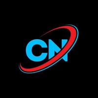 cn c n brev logotyp design. första brev cn länkad cirkel versal monogram logotyp röd och blå. cn logotyp, c n design. cn, c n vektor