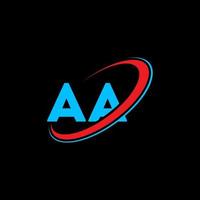 aa en en brev logotyp design. första brev aa länkad cirkel versal monogram logotyp röd och blå. aa logotyp, en en design. aa, en en vektor