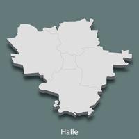 isometrische 3d-karte von halle ist eine stadt von deutschland vektor