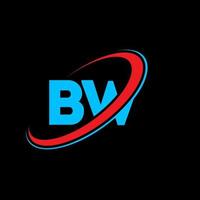 bw bw-Buchstaben-Logo-Design. Anfangsbuchstabe bw verknüpfter Kreis Monogramm-Logo in Großbuchstaben rot und blau. bw-Logo, bw-Design. sw, sw vektor