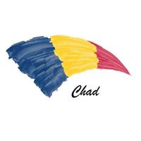 Aquarellmalerei Flagge des Tschad. Pinselstrich-Illustration vektor