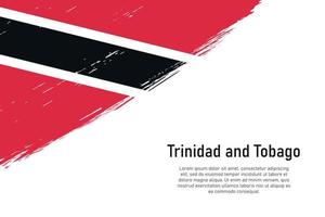 grunge gestalteter pinselstrichhintergrund mit flagge von trinidad und vektor