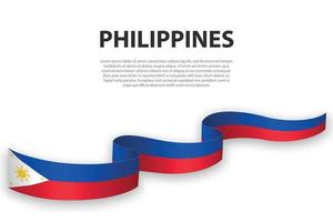 schwenkendes band oder banner mit philippinischer flagge vektor
