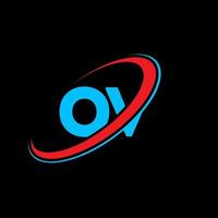 ov ov Brief Logo-Design. anfangsbuchstabe ov verknüpfter kreis großbuchstaben monogramm logo rot und blau. OV-Logo, OV-Design. ov, ov vektor
