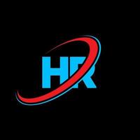 hr h r brev logotyp design. första brev hr länkad cirkel versal monogram logotyp röd och blå. hr logotyp, h r design. hr, h r vektor