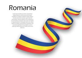 schwenkendes band oder banner mit rumänischer flagge vektor