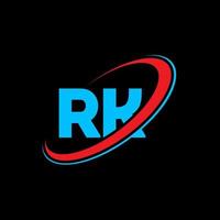 rk r k brev logotyp design. första brev rk länkad cirkel versal monogram logotyp röd och blå. rk logotyp, r k design. rk, r k vektor