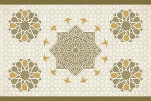 geometrisches islamisches muster mit bunten arabeskenformen für grußkarten oder dekorationsinnenraum. Fliese, die Vektorgrenze wiederholt vektor