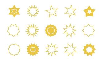 uppsättning av gyllene stjärna klistermärke. skinande stjärnor logotyp. dekorativ element för betyg, service, ranking. vektor illustration