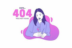 Illustrationen Frau mit Kabel-Internetsteckern für oops 404-Fehler-Designkonzept-Landingpage