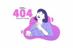 illustrationer kvinna innehav kabel- internet pluggar för hoppsan 404 fel design begrepp landning sida vektor