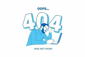 Illustrationen frustrierter Ausdruck Geschäftsmann für oops 404 Fehler Designkonzept Zielseite vektor