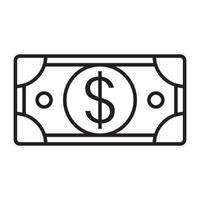 US-Dollar-Geldlinie Kunstvektorsymbol für Apps oder Websites vektor