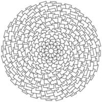 Konturmandala aus vielen kleinen Vierecken, Malvorlage aus Quadraten und Rechtecken in verschiedenen Größen vektor