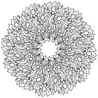 Konturmandala mit Narzissen, verzierte Malseite mit Blumenmotiven vektor