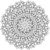 Umriss-Mandala mit Pilzen und Blättern, Fantasy-Malseite mit natürlichen Elementen vektor