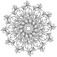 abstrakt tilltrasslad mandala med virvlar och klotter blommor, meditativ färg sida och utsmyckad mönster vektor