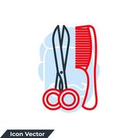 Schere und Kamm-Symbol-Logo-Vektor-Illustration. Friseursalon-Symbolvorlage für Grafik- und Webdesign-Sammlung vektor