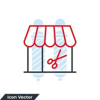 barberare affär ikon logotyp vektor illustration. Lagra i scissor symbol mall för grafisk och webb design samling