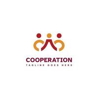 Kooperationslogo, People-Logo-Strichzeichnungen, die sich die Hände schütteln vektor
