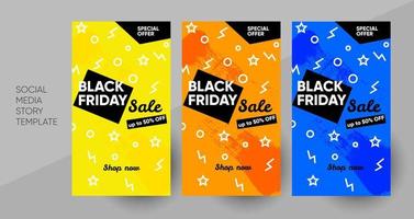 Social Media Black Friday Promo-Story-Vorlage, editierbare Social Media-Post-Vorlage. Hintergrund für den Verkauf von Social-Media-Werbung. Banner-Vorlage. Vektor-Illustration. vektor