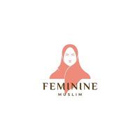 feminin ansikte med hijab logotyp design vektor